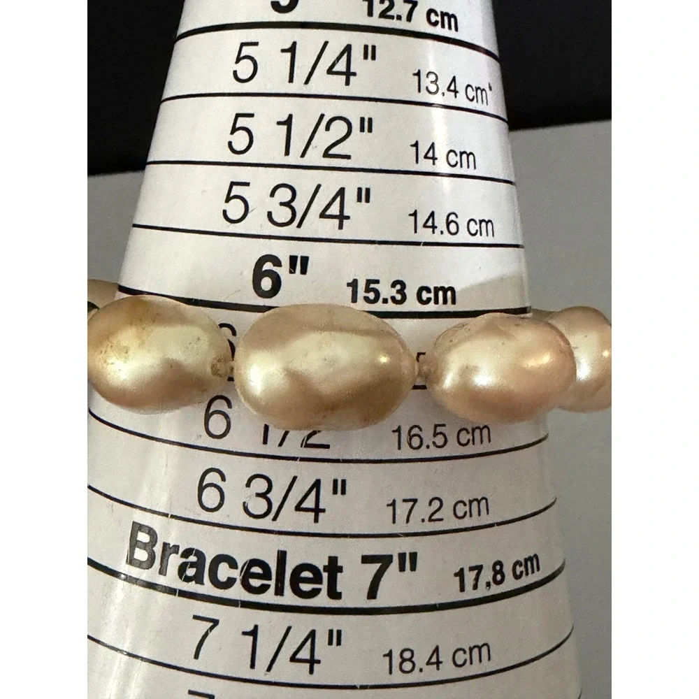 Monet Imitation Pearl Bracelet 6.5 in Cream  Baroque Style Gold Tone  Ball Clasp